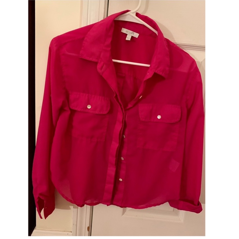 Delia’s hot pink sheer shirt